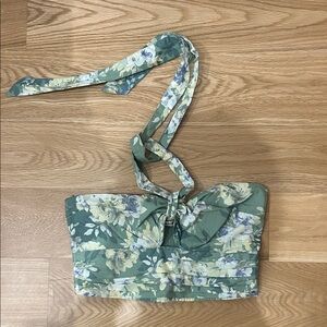 Abercrombie & Fitch Floral Green Crop Top